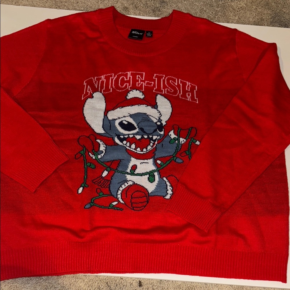 Disney Stitch Red Christmas Sweater S NEW - Picture 3 of 6